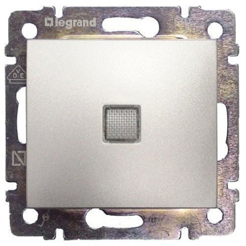 Переключатель с подсветкой без рамки Legrand Valena 1-кл. перекрестный алюминий картинка